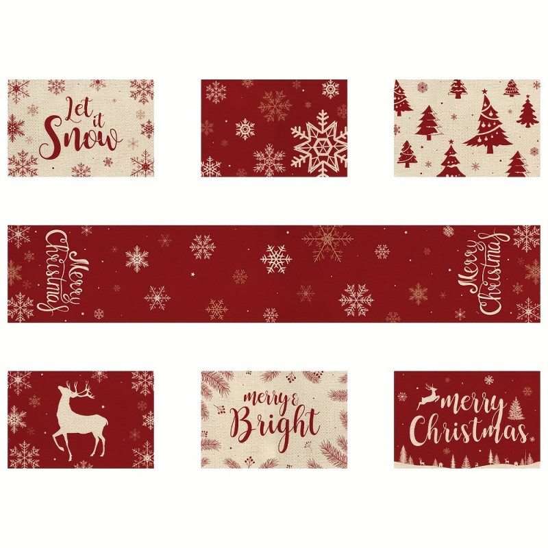 7-Piece Christmas Placemat and - Table Runner ulasan dan harga