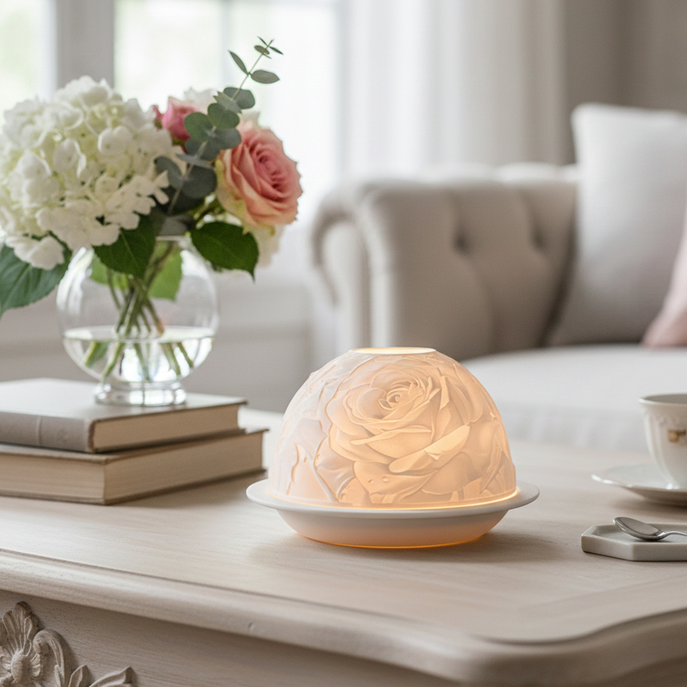 Elegant Rose Porcelain Candle  - Candle Holder Decor ulasan dan harga