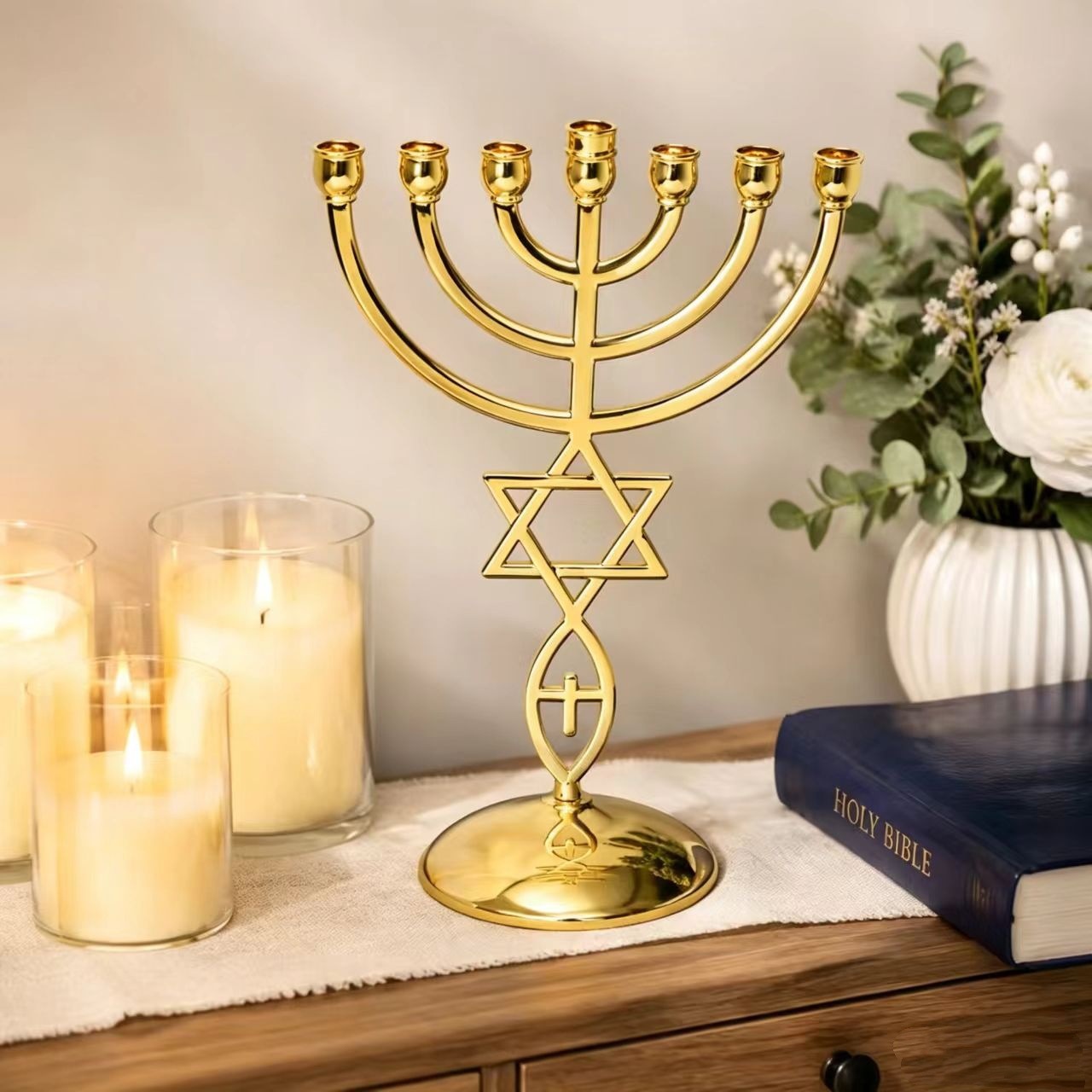 Hanukkah Seven-Headed Candle H - Candle Holder Decor ulasan dan harga