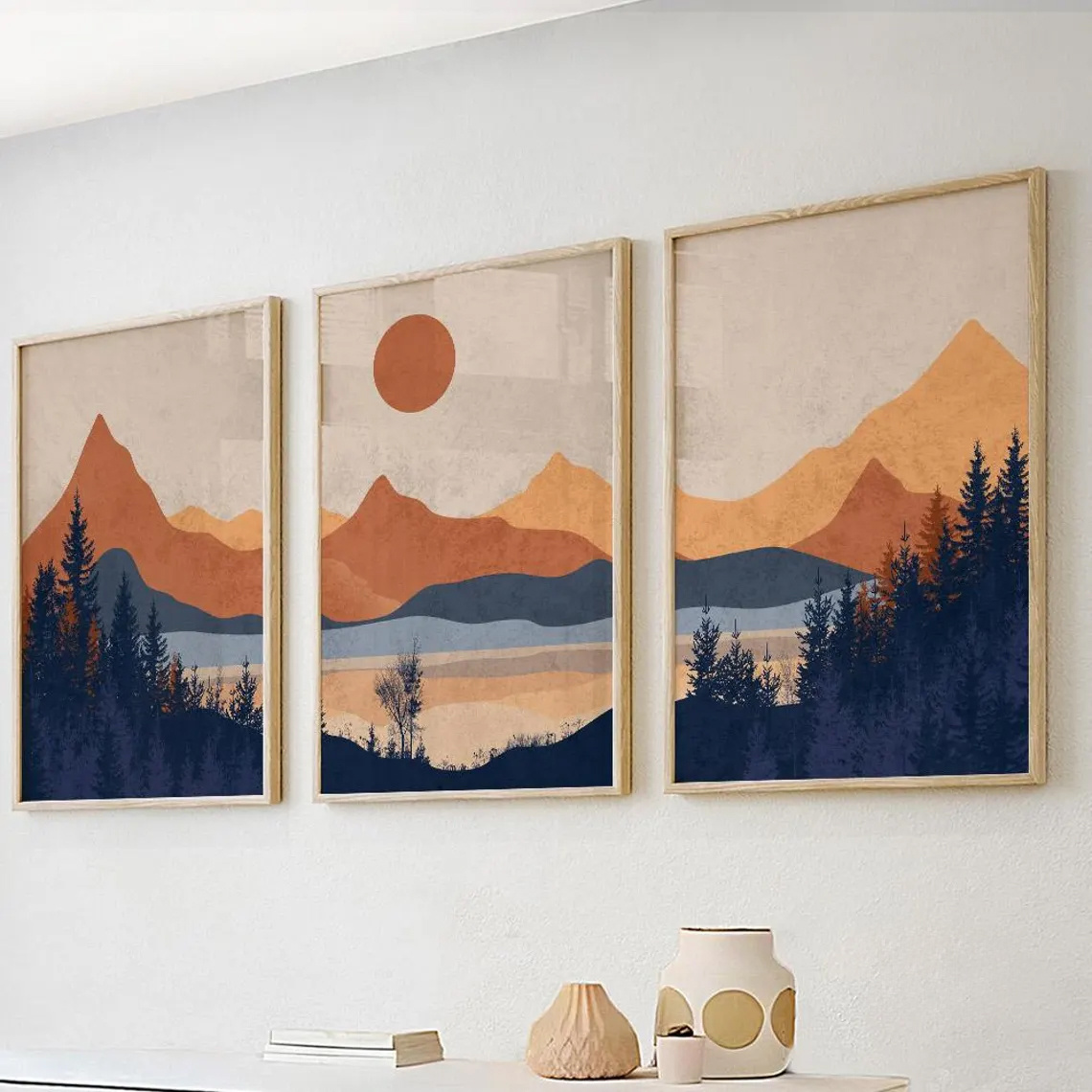 3pcs/Set frameless,Terracotta  - Abstract Canvas Set ulasan dan harga