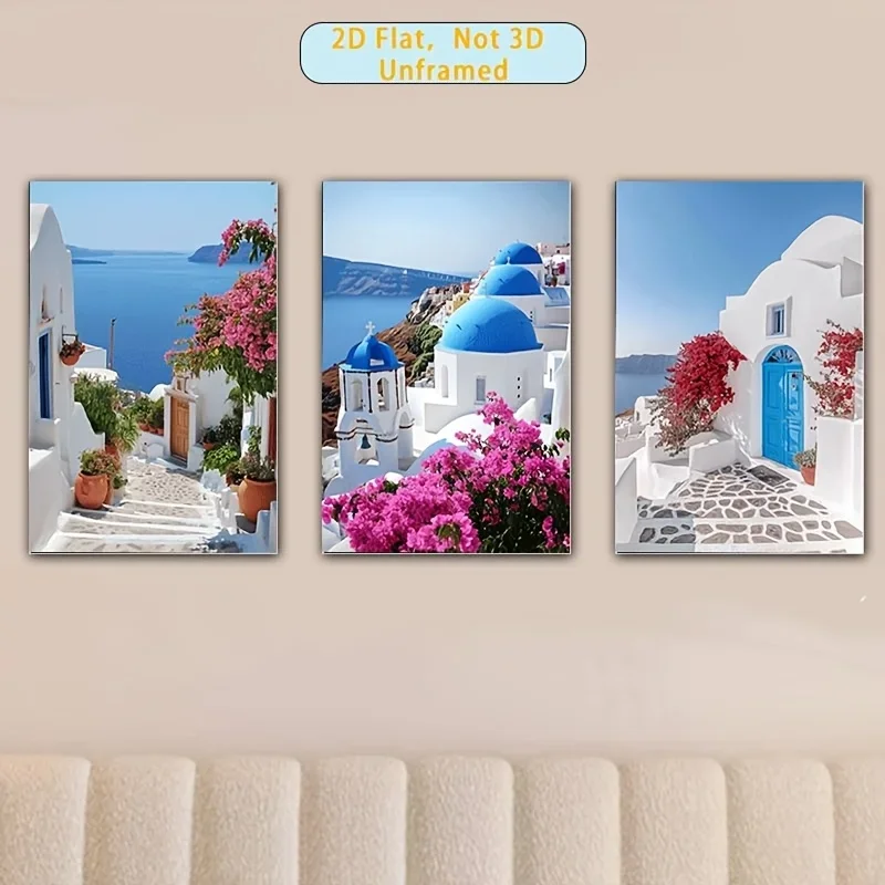2D Flat, 2D Flat, 3pcs Set, 2D - Abstract Canvas Set ulasan dan harga