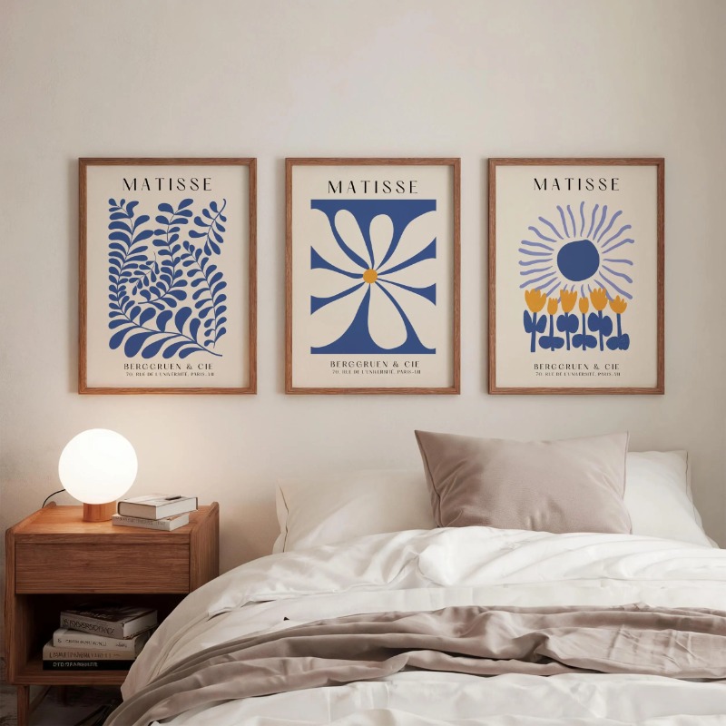 Blue Matisse Prints Set of 3 P - Abstract Canvas Set ulasan dan harga